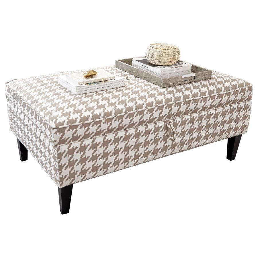 McLoughlin Upholstered Storage Ottoman Beige and White