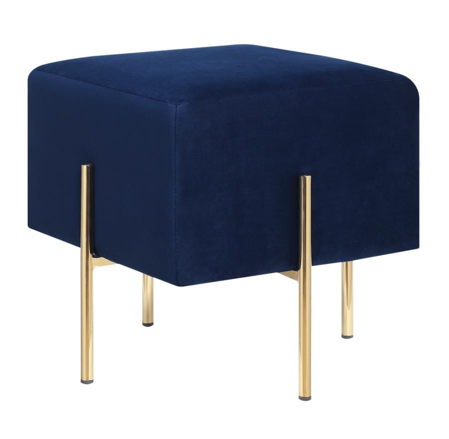 Square Upholstered Ottoman Blue