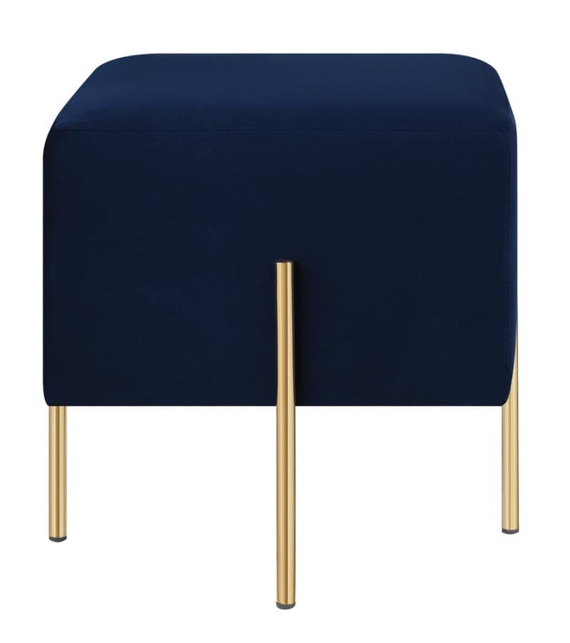 Square Upholstered Ottoman Blue