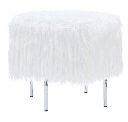 Faux Sheepskin Square Ottoman White