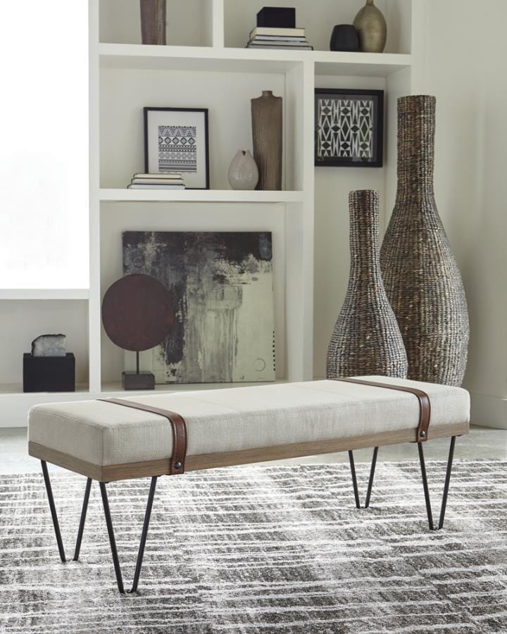 Austin Upholstered Bench Beige and Black