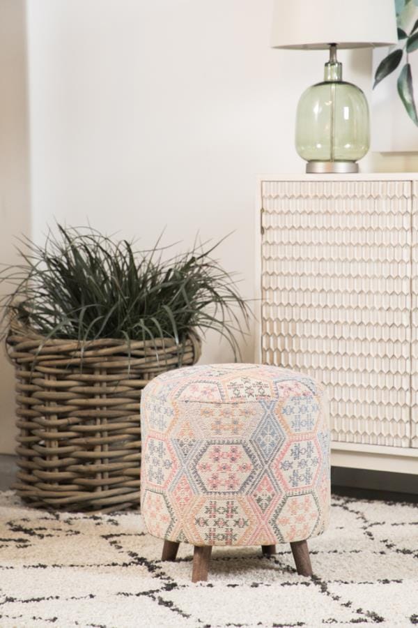 Naomi Pattern Round Accent Stool Multi-color