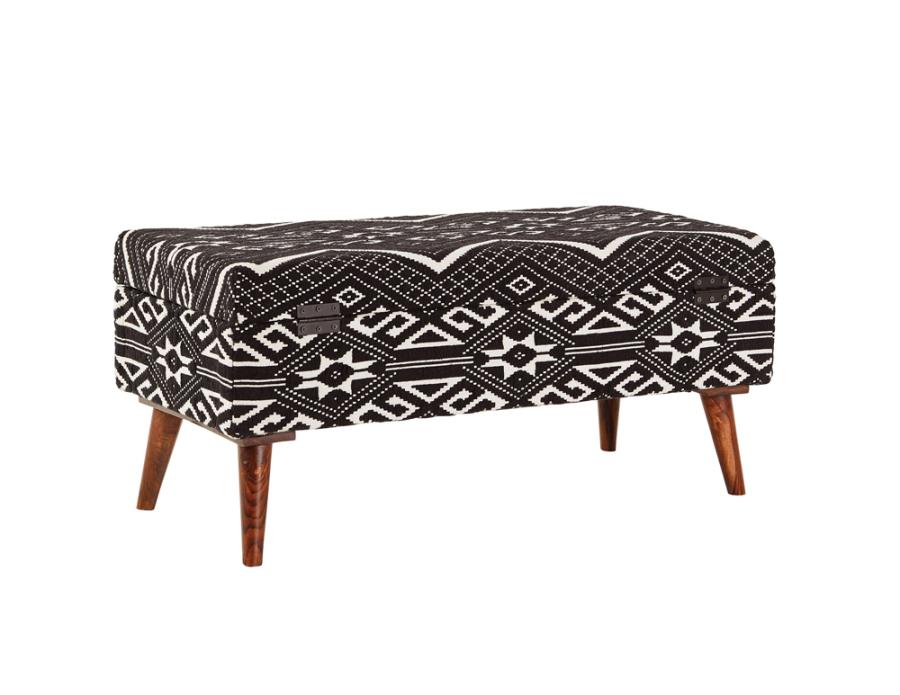 Cababi Upholstered Storage Bench Black and White