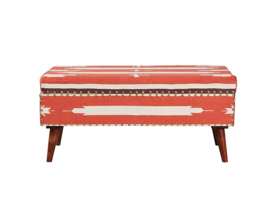 Noah Upholstered Storage Bench Orange and Beige