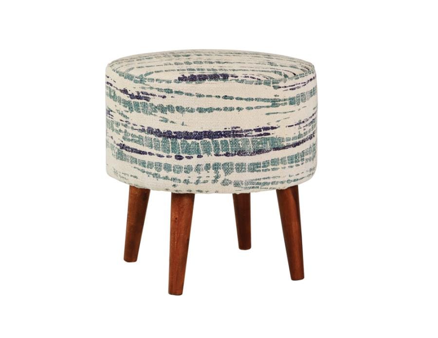 Mason Round Accent Stool Blue and White