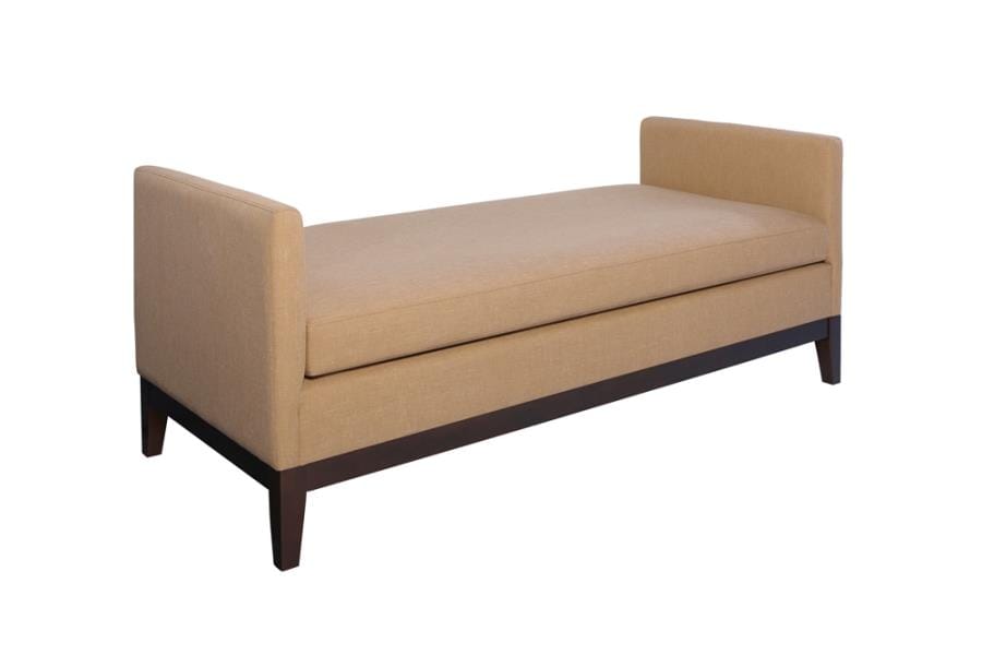 Upholstered Wooden Legs Bench Amber and Brown
