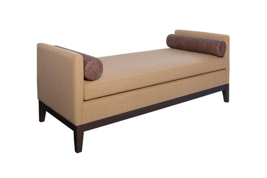 Upholstered Wooden Legs Bench Amber and Brown
