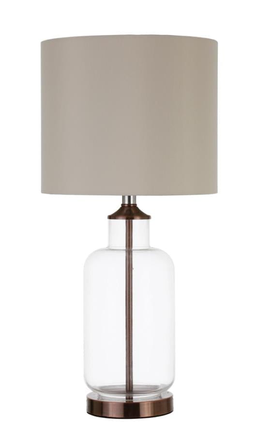 Aisha Drum Shade Table Lamp Creamy Beige and Clear