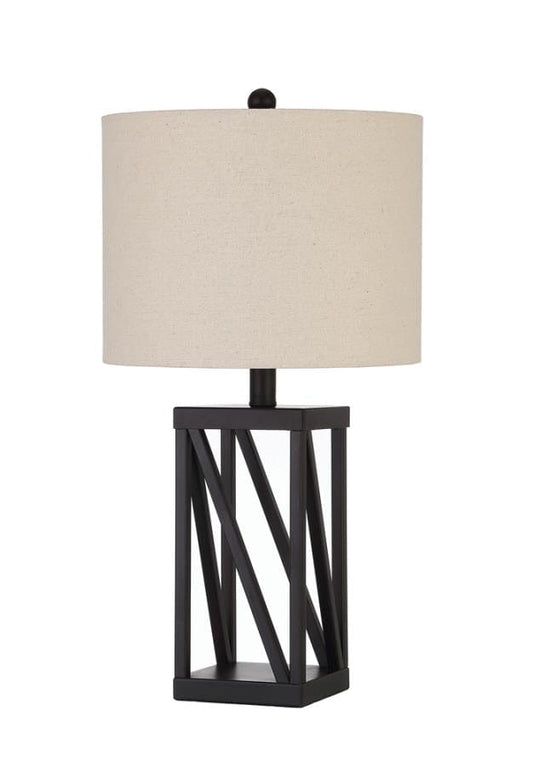 Geometric Base Table Lamp Beige and Black