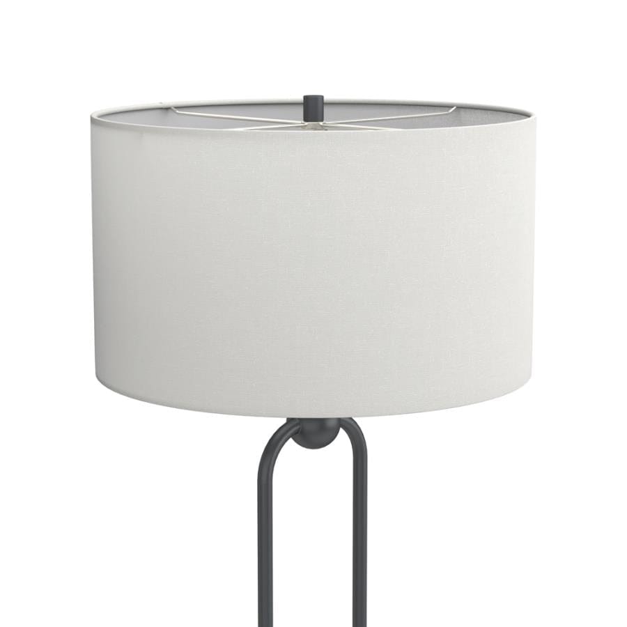 Drum Shade Floor Lamp White and Bronze