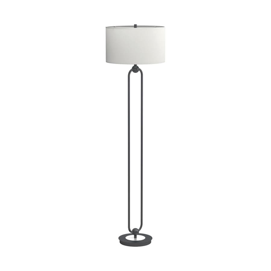 Drum Shade Floor Lamp White and Bronze