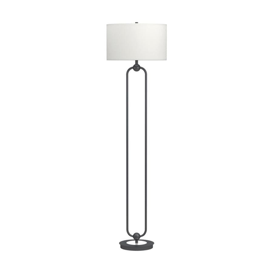 Drum Shade Floor Lamp White and Bronze