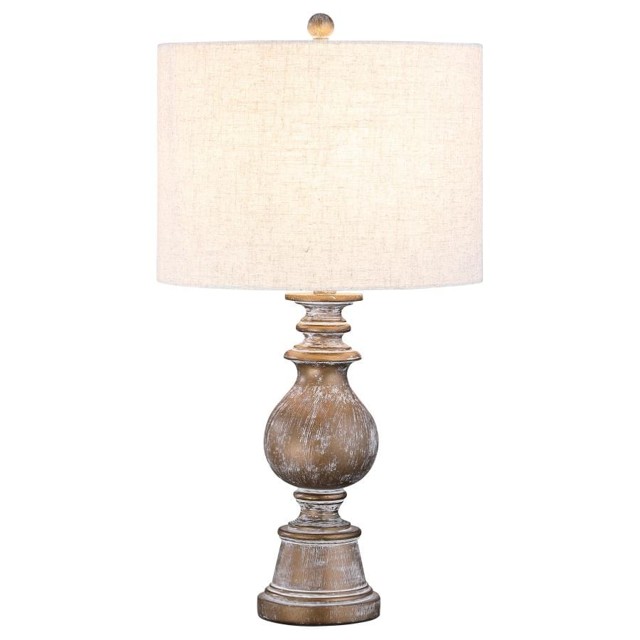 Brie Drum Shade Table Lamp Oatmeal and Antique Gold