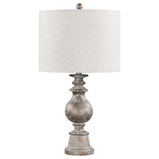 Brie Drum Shade Table Lamp Oatmeal and Antique Gold