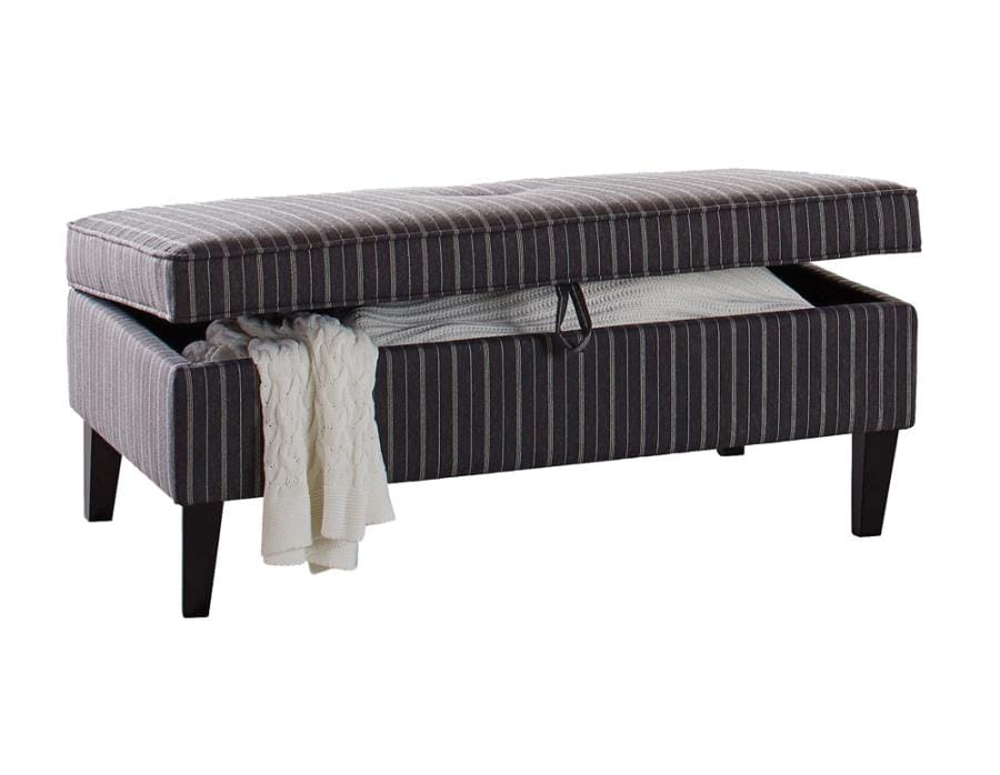 Ernest Rectangular Upholstered Storage Ottoman Black and White