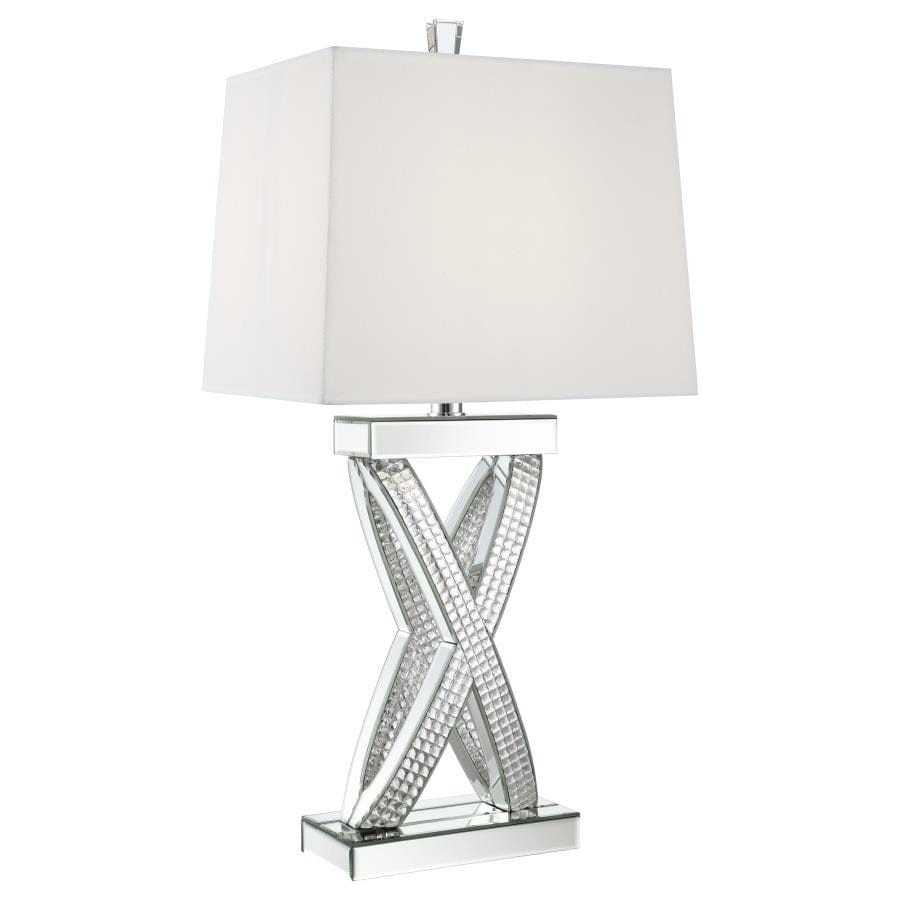 Dominick Table Lamp with Rectange Shade White and Mirror