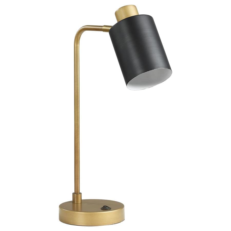 Cherise Adjustable Shade Table Lamp Antique Brass and Matte Black