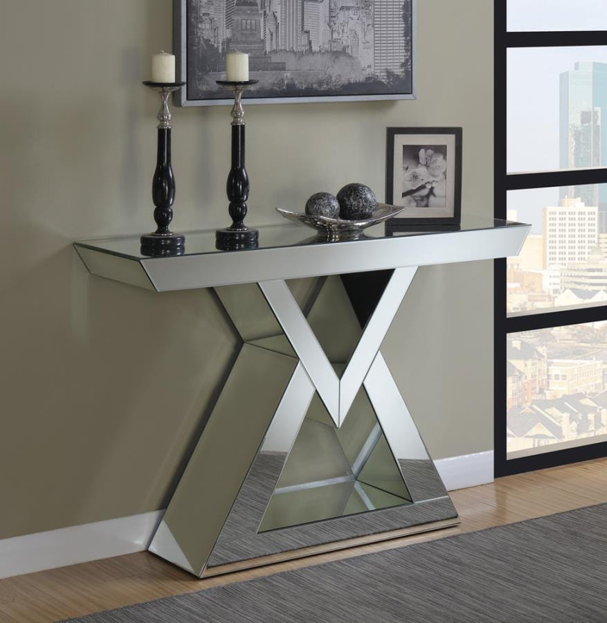 Cerecita Console Table with Triangle Base Clear Mirror