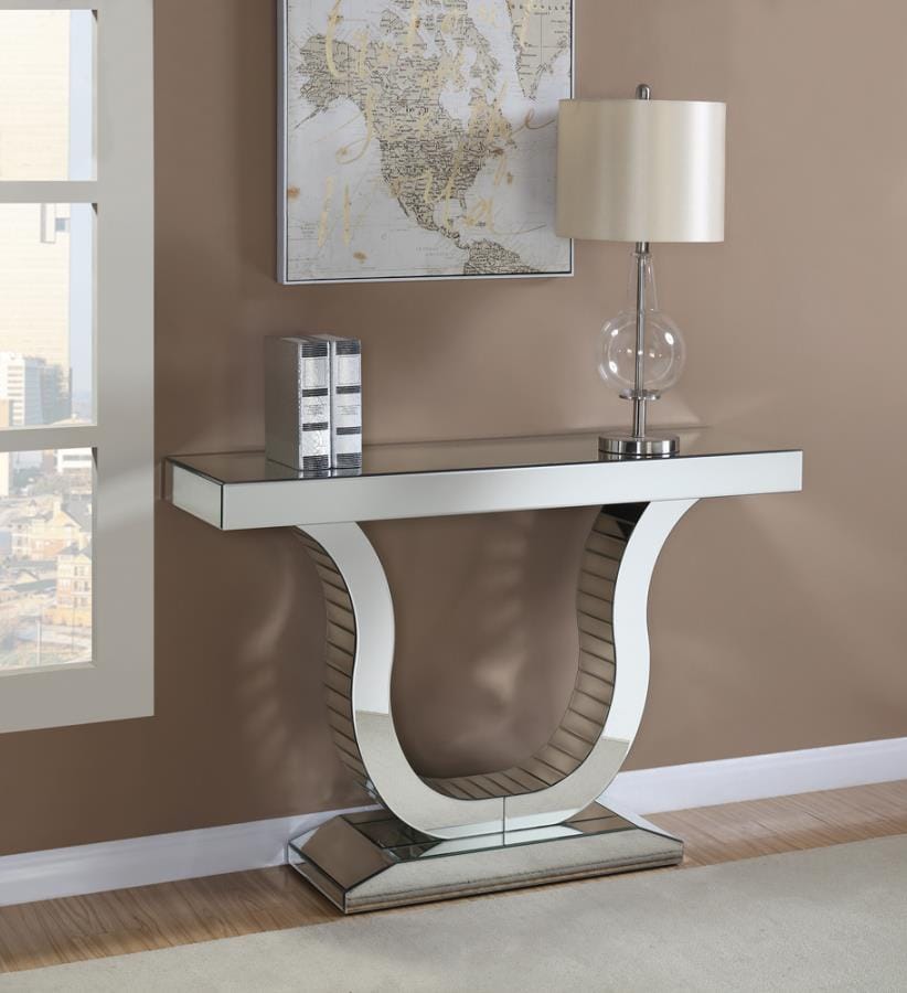Saanvi Console Table with U-shaped Base Clear Mirror