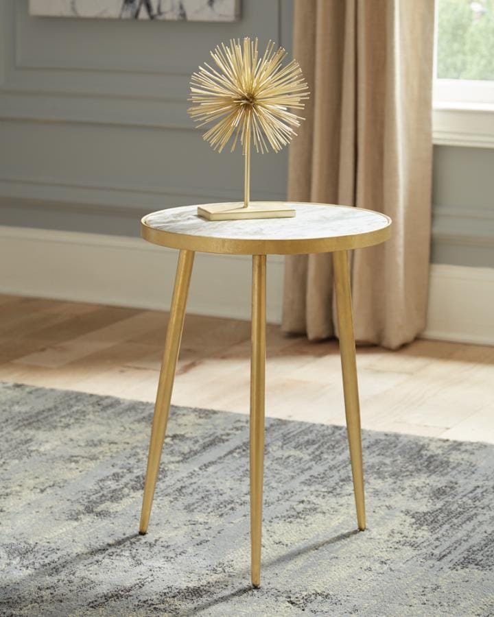 Acheson Round Accent Table White and Gold