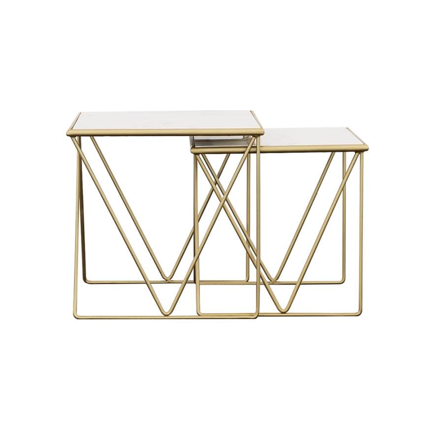 Bette 2-piece Nesting Table Set White and Gold