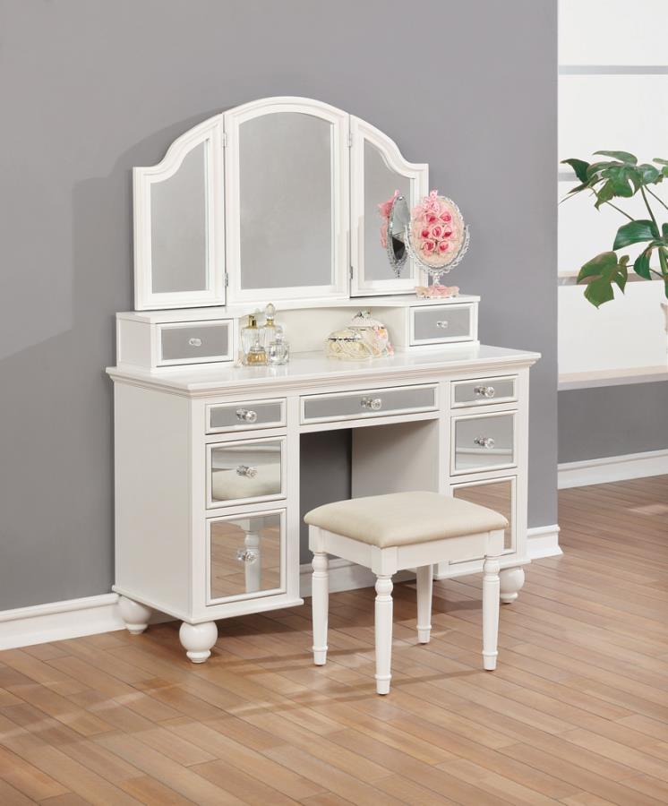 Reinhart 2-piece Vanity Set White and Beige