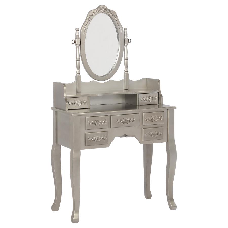 Sabrina 2-piece Vanity Set Metallic Silver and White