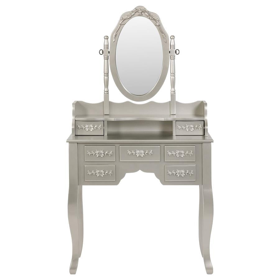 Sabrina 2-piece Vanity Set Metallic Silver and White