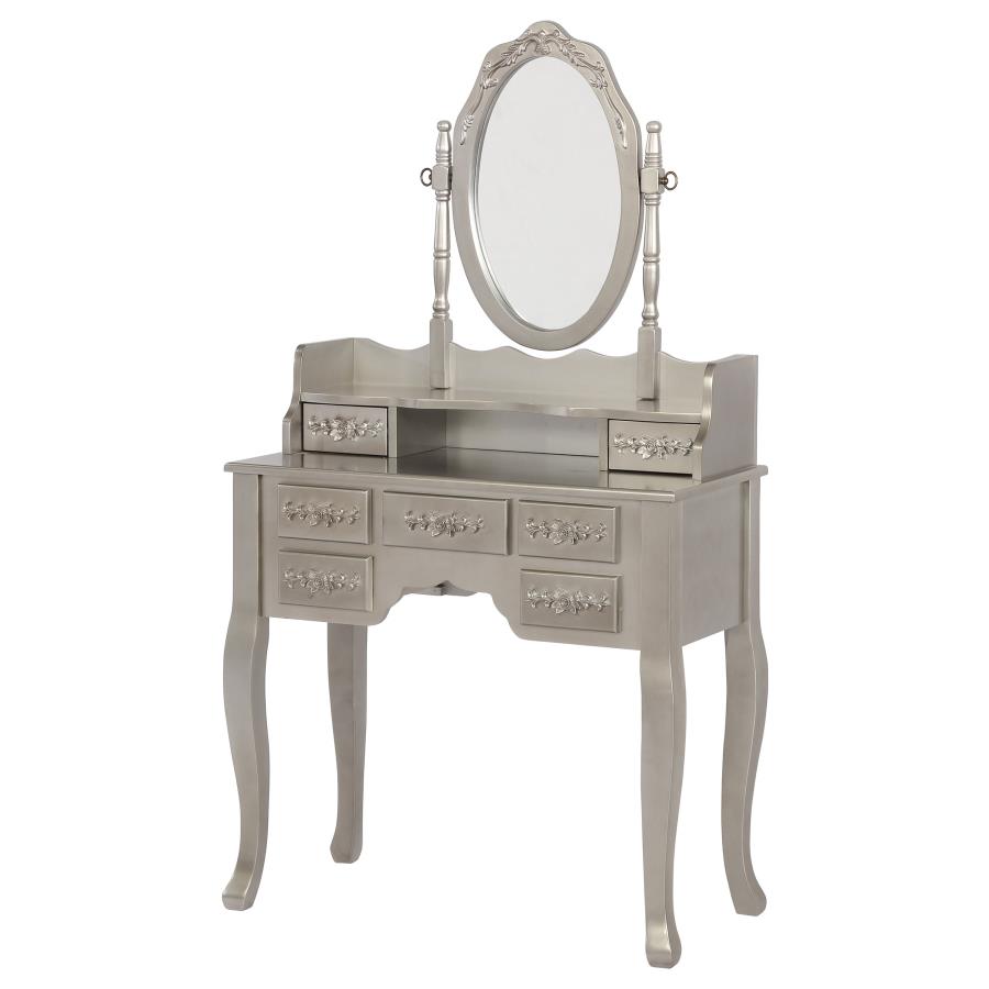 Sabrina 2-piece Vanity Set Metallic Silver and White