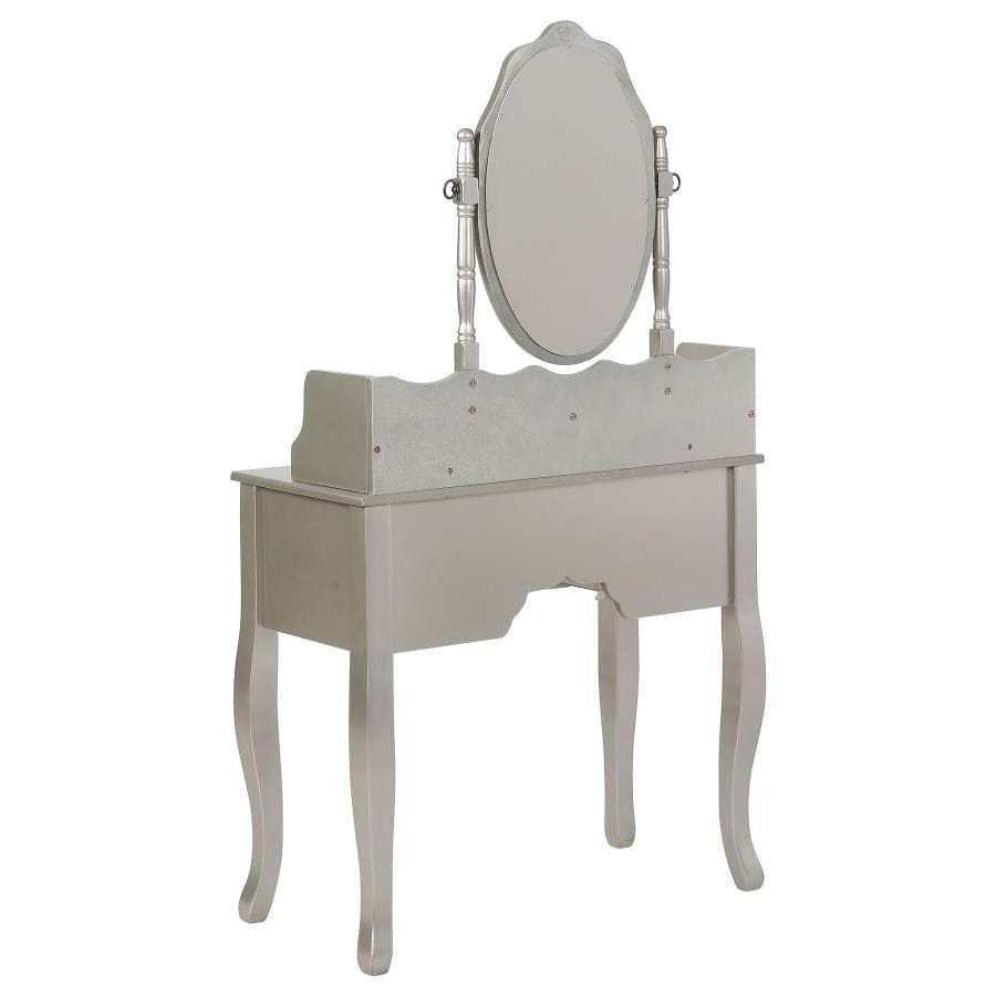 Sabrina 2-piece Vanity Set Metallic Silver and White