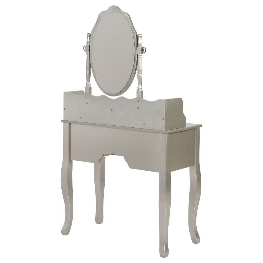 Sabrina 2-piece Vanity Set Metallic Silver and White