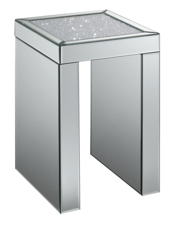 Audrey Square Chairside Table Clear Mirror