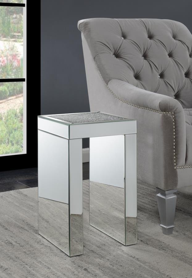 Audrey Square Chairside Table Clear Mirror