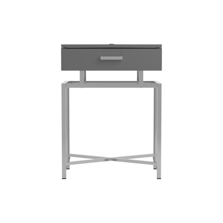 Floating Top Accent Table Grey and Chrome