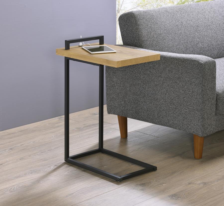 C-shaped Accent Table with USB Charging Port