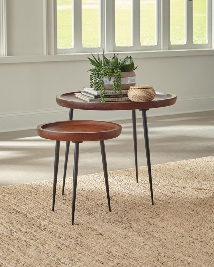 Nolan 2-piece Nesting Table Set Cinnamon and Gunmetal