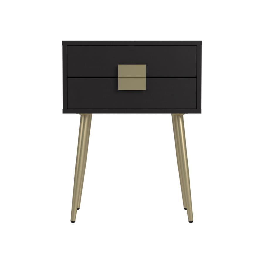 Rectangle Accent Table with USB Port Cappuccino and Matte Brass