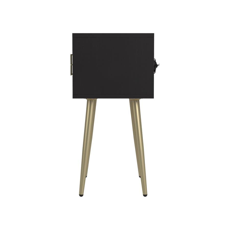 Rectangle Accent Table with USB Port Cappuccino and Matte Brass