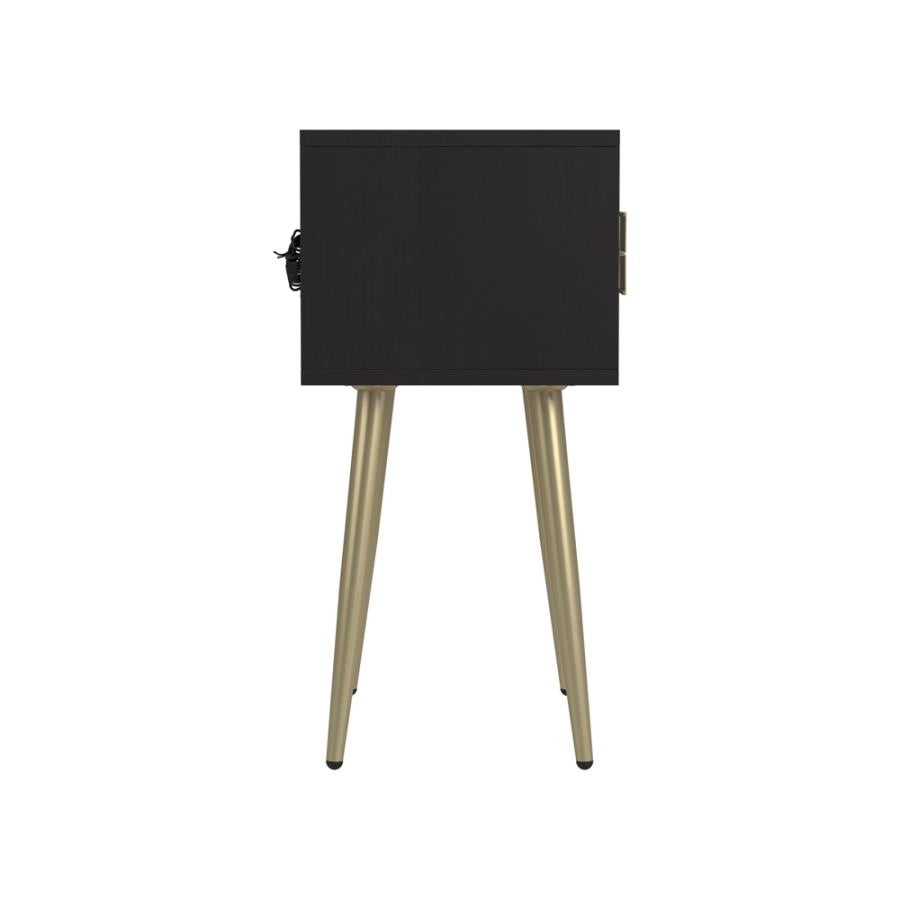 Rectangle Accent Table with USB Port Cappuccino and Matte Brass