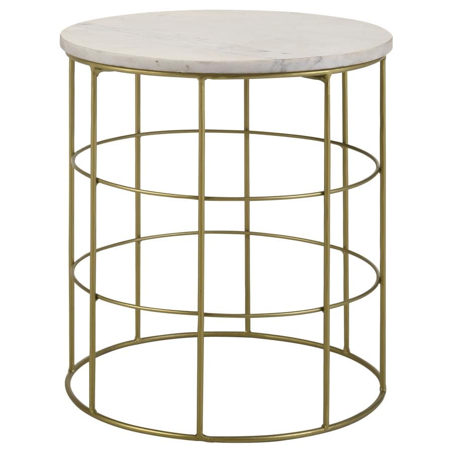 Heloisa Round Accent Table with Marble Top White