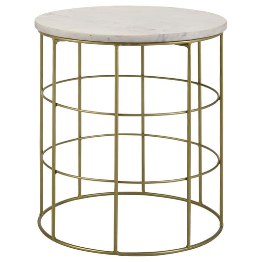 Heloisa Round Accent Table with Marble Top White