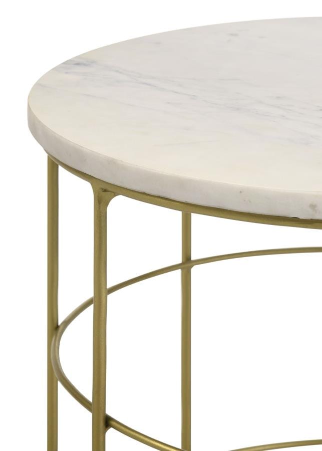 Heloisa Round Accent Table with Marble Top White