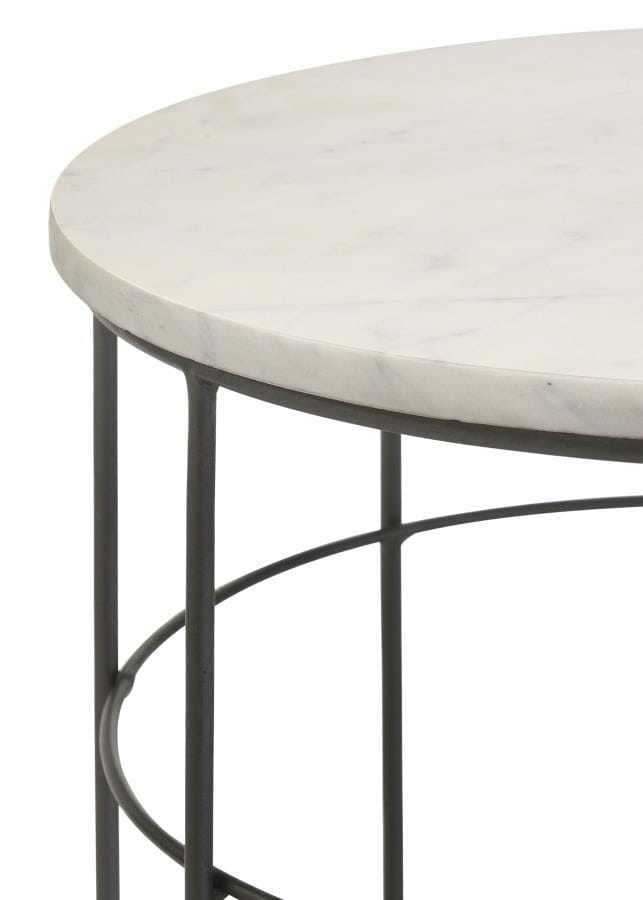 Halona Round Accent Table with Marble Top White