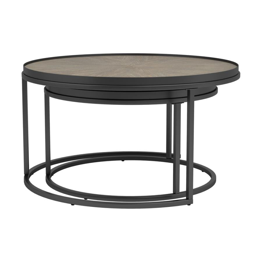 Rodrigo 2-piece Round Nesting Tables Weathered Elm