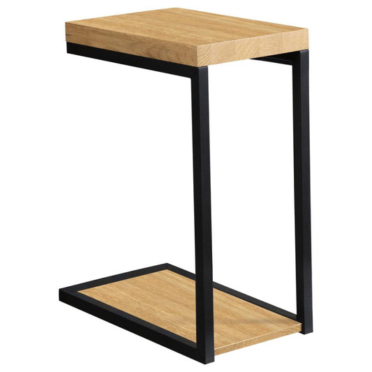 C-Shape Snack Table Black and Golden Oak