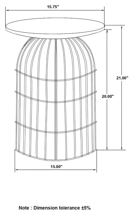 Bernardo Round Accent Table with Bird Cage Base Natural and Gunmetal