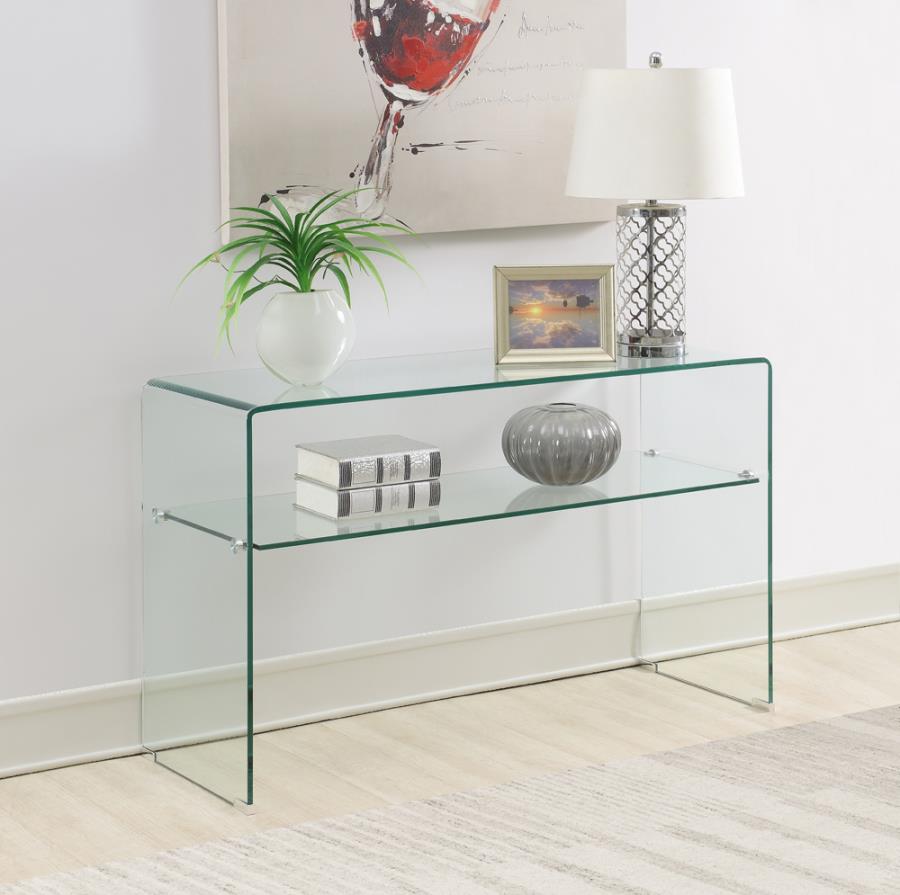 Glass 1-shelf Rectangular Console Table Clear