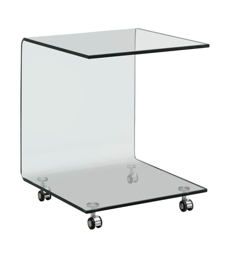 C-shaped Accent Table with Casters Clear