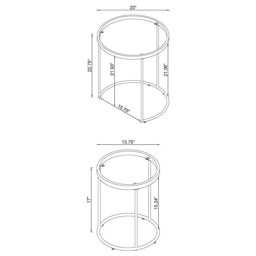 Maylin 2-piece Round Glass Top Nesting Tables Gold