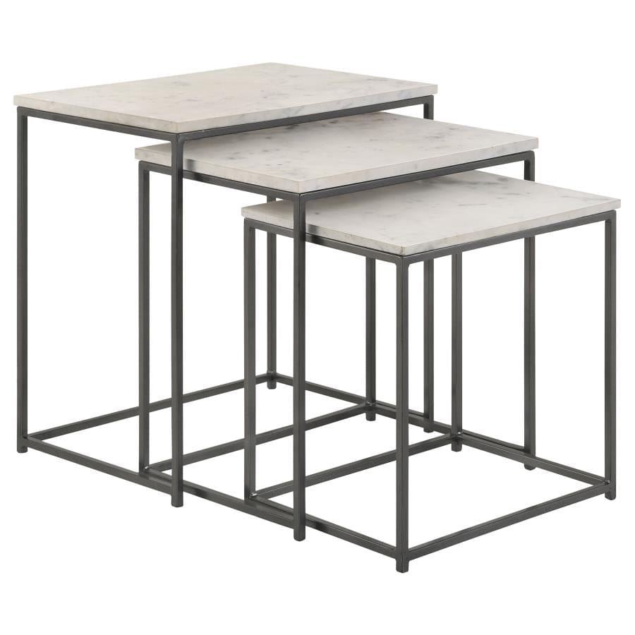 Caine 3-piece Nesting Table with Marble Top